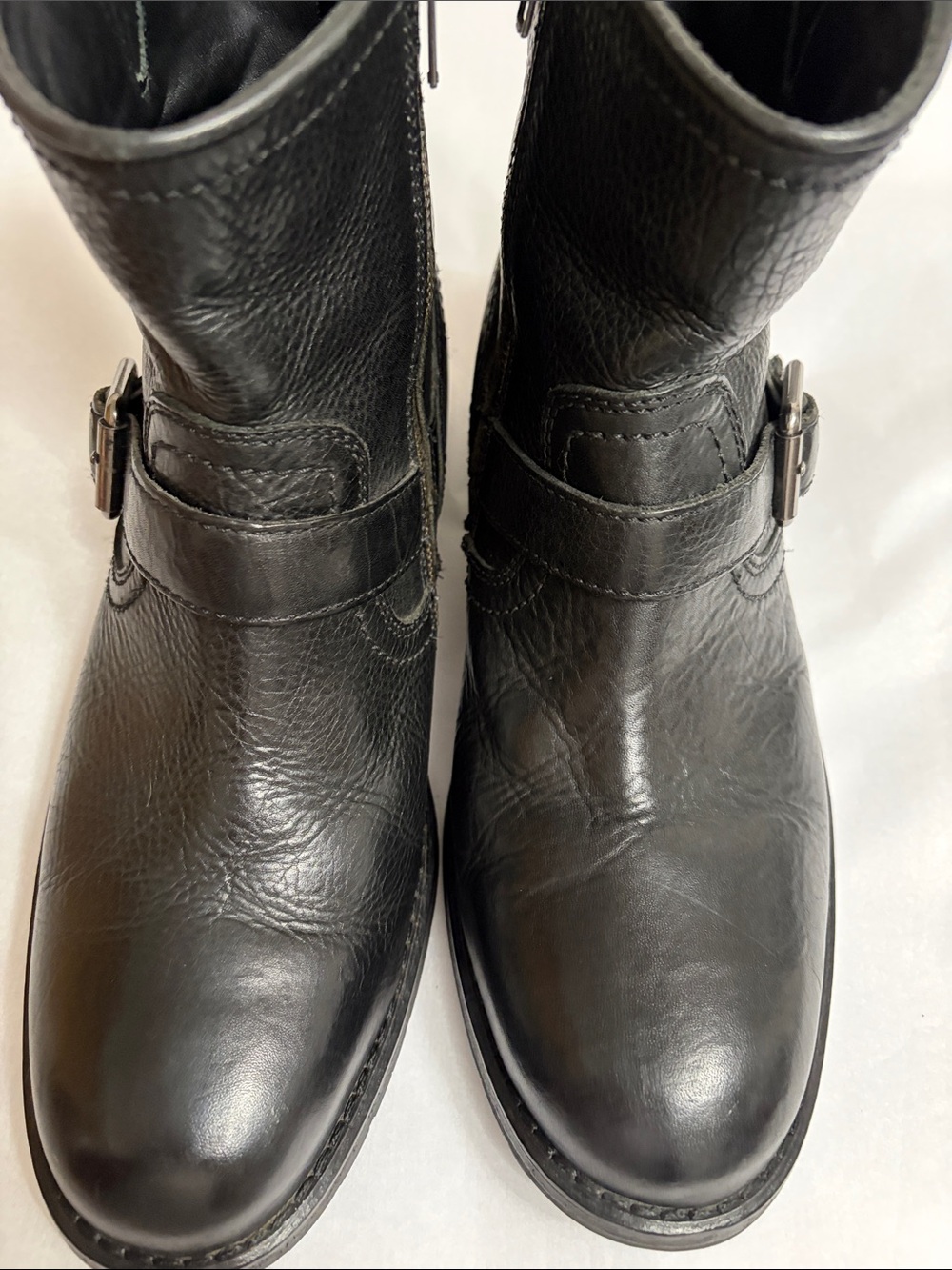 Cole Haan Grand .OS Black Leather Buckle Engineer Boots Size 9.5